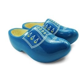 Blue children's clogs with white stripes