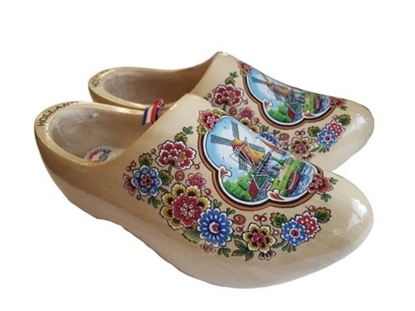 Nijhuis klompenfabriek Transparent Dutch Wooden shoes with a Windmill