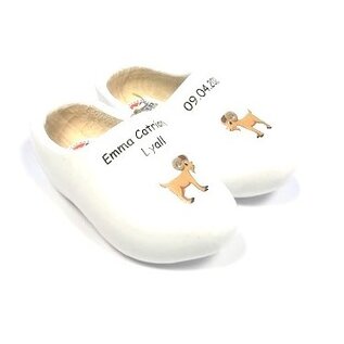 birth clogs with a name and date or an image.