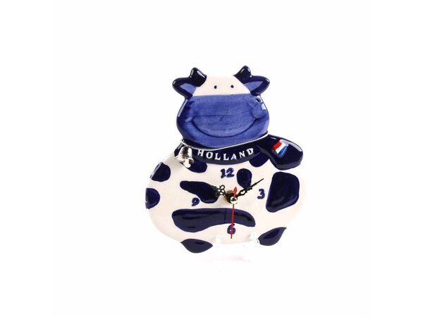 Delft blue clock cow