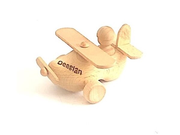 Nijhuis klompenfabriek Speelgoed klompje uitgevoerd als vliegtuig met gravering