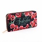 Wallet black with red tulips