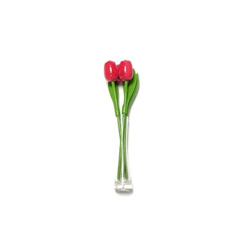 Rosa Tulpen aus Holz in Glasvase