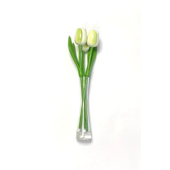 Witte Houten Tulpen in Glazen Vaas