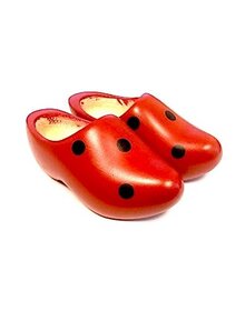 Ladybugs children's wooden shoes - Red children's clogs with black dots
