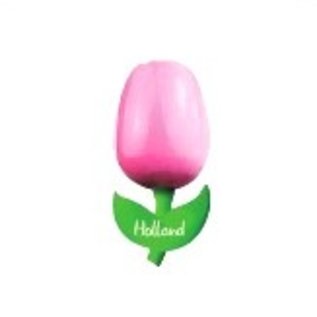 Wooden tulip with a logo on a magnet small