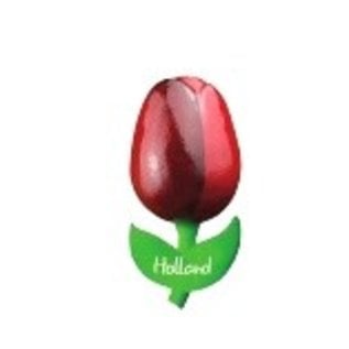 Wooden tulip on a magnet with logo large