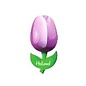 Houten tulp op een  magneet met logo groot