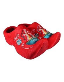 Red clog slipper with windmill – Warm, comfortable and typically Dutch