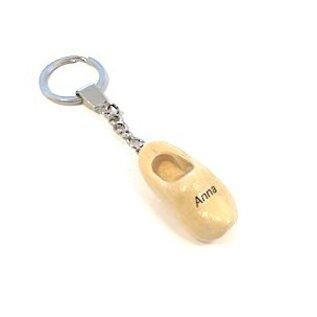 Keychain with a clog with text