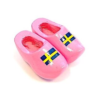 Souvenir clogs on a magnet with flag