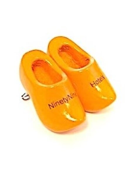 Brosche Clogs mit Text