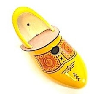 Yellow birdhouse clog with farmer's motif