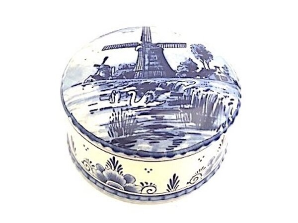 Delfts blauw doosje rond