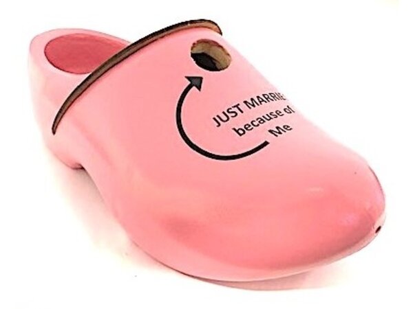 Birdhouse clog painted with text