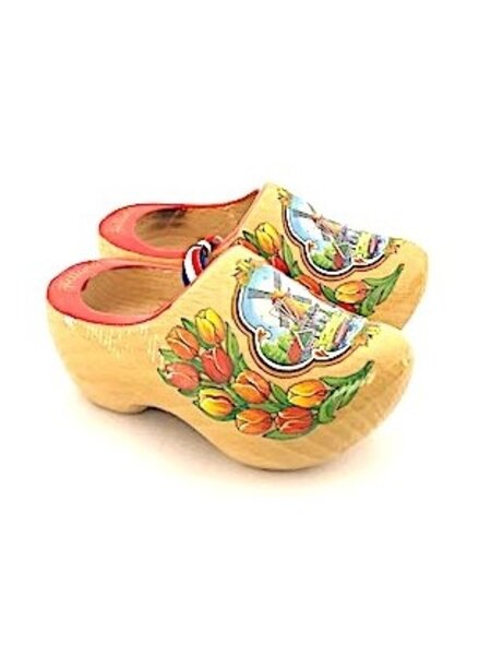 varnished souvenirs clogs 14 cm with tulip