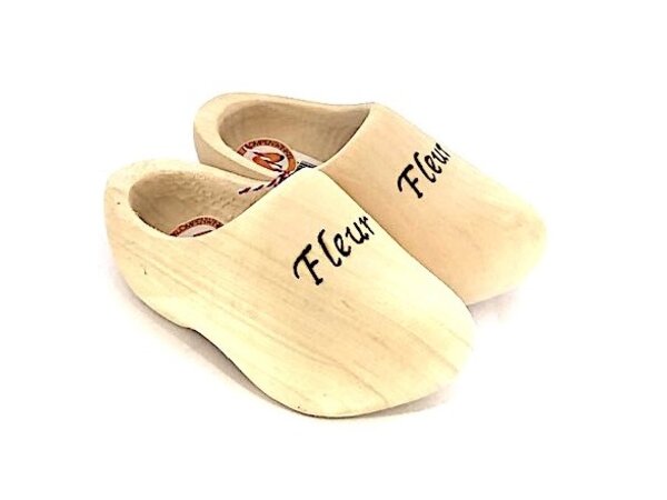 Wooden shoes with engraving