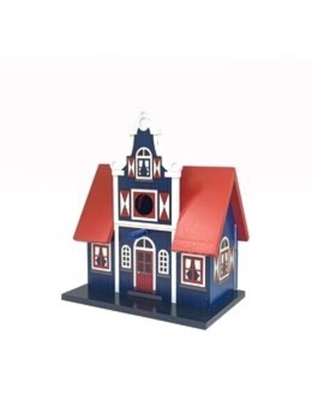 vogelhuisje in de vorm van een dwarsgevel huis