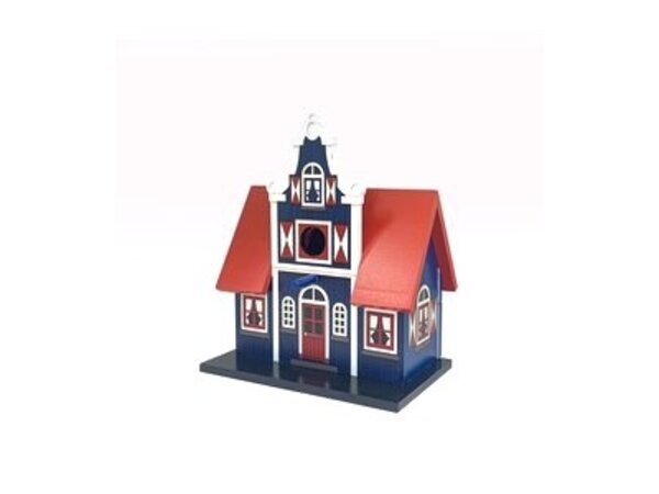 birdhouse in the shape of a transverse gable house