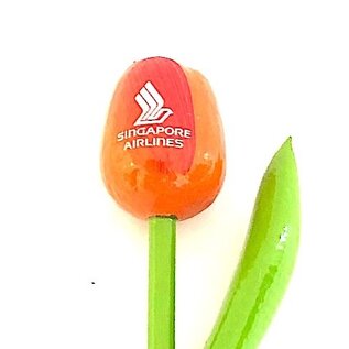 houten tulp met logo 20 cm in diverse kleuren