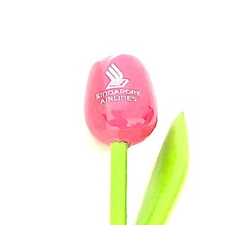 houten tulp met logo 20 cm in diverse kleuren