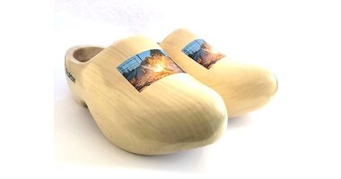 Houten klompen met foto