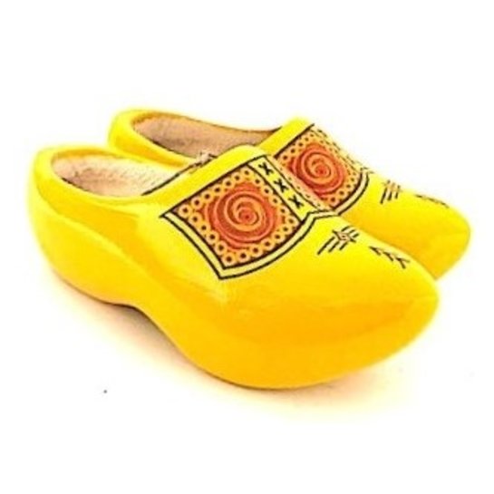Yellow farmer wooden shoes. Traditional Yellow Clogs