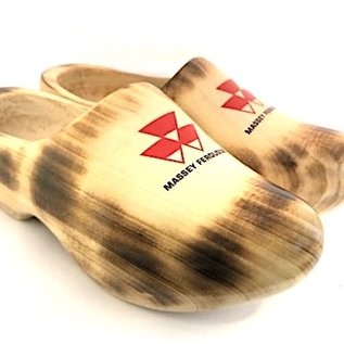 Flamed wooden shoes with logo