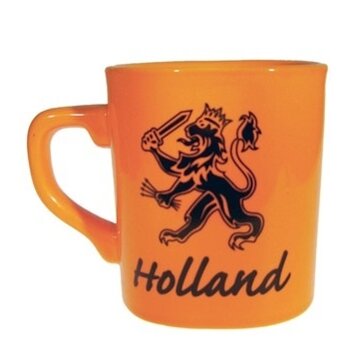 Oranger Becher mit Löwen