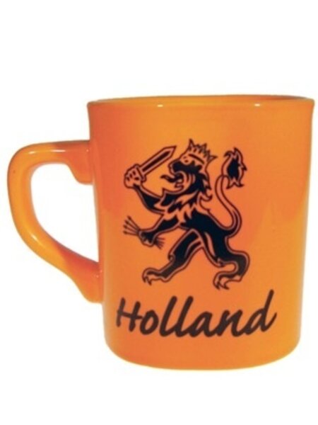 Oranger Becher mit Löwen