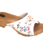 Wooden sandals with floral motif
