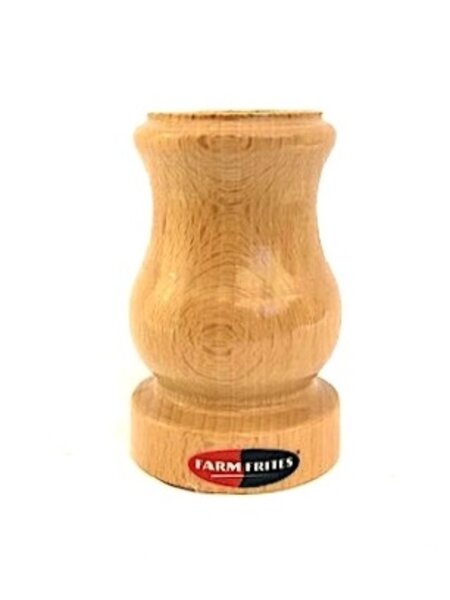 Kleine houten tulpen in een houten vaas met logo