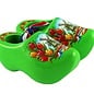 Souvenirs clogs green with tulips and mill 10cm