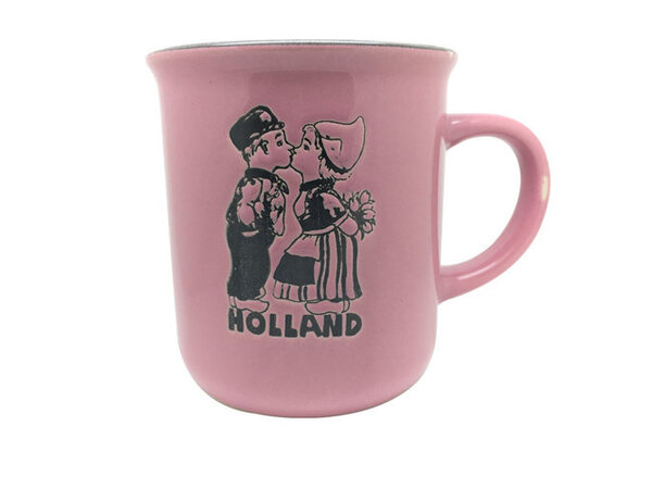 Roze mok met kussend paartje