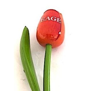 Houten tulp met logo 34 cm in diverse kleuren