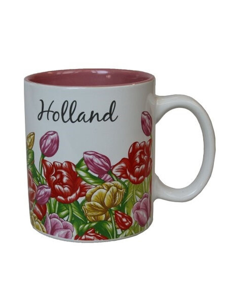 Mug with colorful tulips