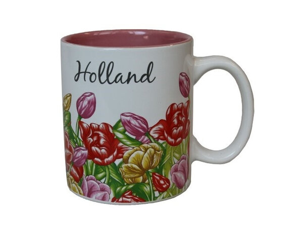 Mug with colorful tulips
