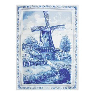 Theedoek  met molenlandschap