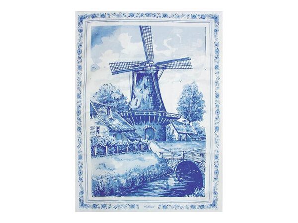 Tea towel with windmill landscape
