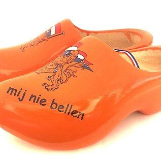 wooden shoes with text