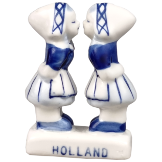 Hollandse kussende meisjes delfts blauw