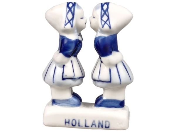 Hollandse kussende meisjes delfts blauw