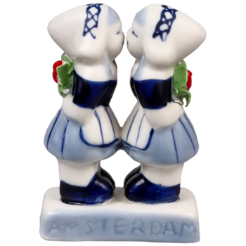 Amsterdamse kussende meisjes delfts blauw