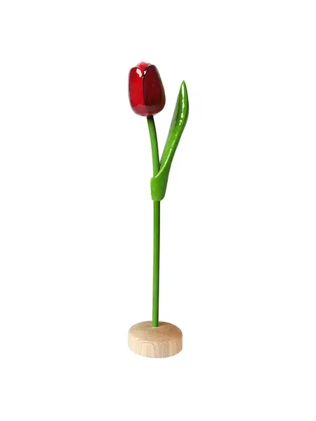 Red wooden tulip on a base 35cm