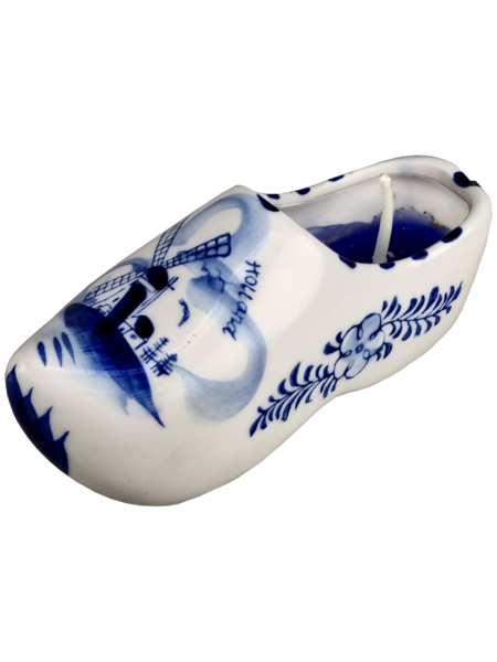 Delftsblauwe klomp met kaars