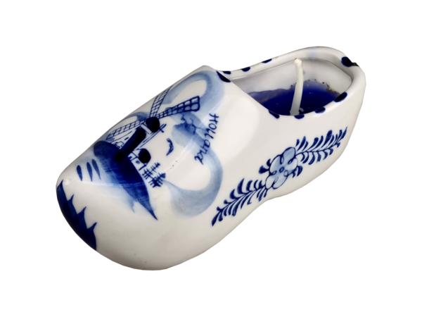 Delftsblauwe klomp met kaars