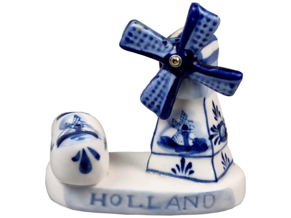 Windmolen en klomp op een voet