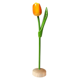 Gelbe Holztulpe auf Sockel 35cm