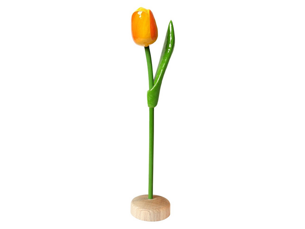 Gelbe Holztulpe auf Sockel 35cm Gelbe Holztulpe auf Sockel 35cm