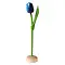  Blaue Holztulpe auf Sockel 35cm